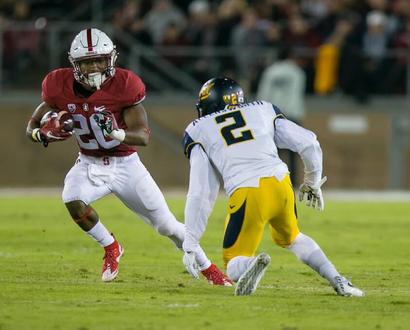 Rushin' revelation: Stanford running back Bryce Love. Photo: Cal Sport Media/Alamy Stock Photo