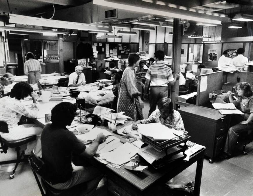 The Canberra Times newsroom in Mort Street - before the smoky haze set in for the day.