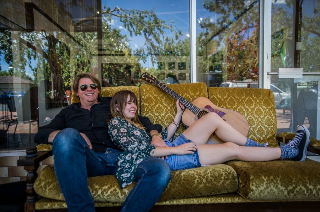 Cam Hall and his daughter Tess Heaey-Smith are the duo My Dad and I. They are celebrating the release of their first single at The Front in Lyneham on March 10, with all proceeds to the A Future for Freyja campaign. Photo: Karleen Minney