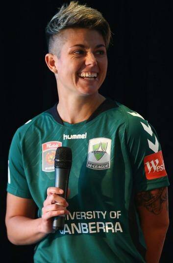 Michelle Heyman of Canberra United during the W-League season launch. Photo: Getty Images