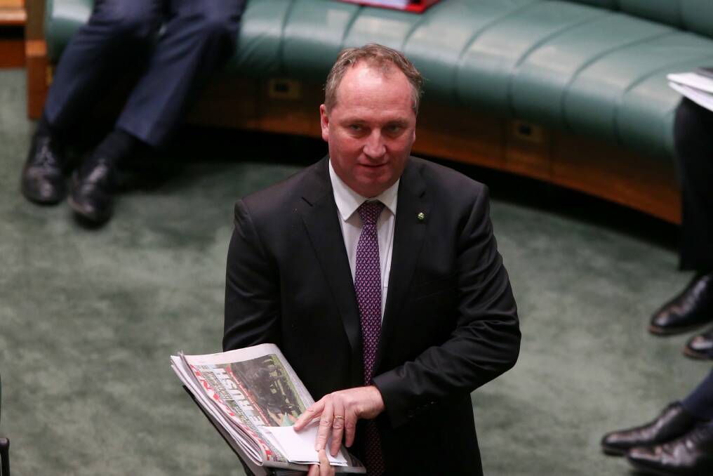 Agriculture Minister Barnaby Joyce will pick up responsibility for water policy and the Murray Darling Basin Authority under the new deal. Photo: Andrew Meares