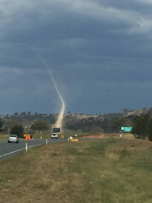 A landspout was spied in Gungahlin on Sunday afternoon. Photo: Jacqui Vincent