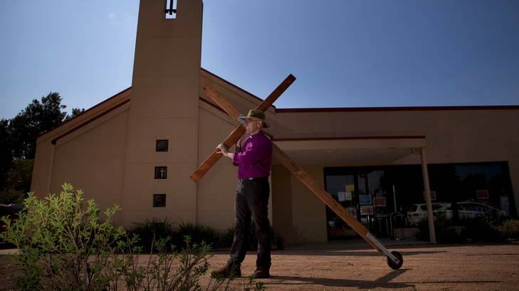 To celebrate the Anglican Diocese of Canberra and Goulburn marking its 150th Birthday, Bishop Stuart Robinson will embark on a 6-week long walk with a 2-metre cross starting in Eden and arriving in Canberra on Easter Saturday. Photo: Katherine Griffiths