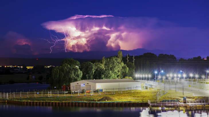 An electrical storm moves over Canberra... photo sent in for the <a href="http://www.canberratimes.com.au/act-news/snapshot-of-summer-can-be-golden-20140129-31mz3.html">Canberra Times Summer Photo Competition</a>. Photo: Jonathan McFeat