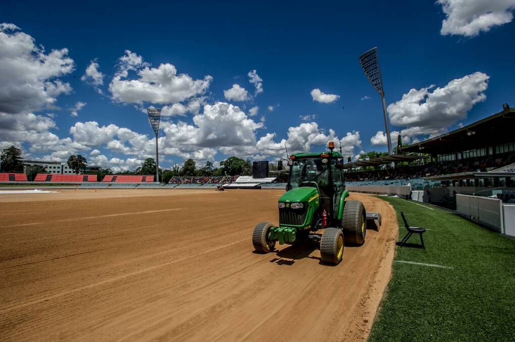The Manuka Oval turf is being removed and resurfaced.  Photo: Karleen Minney