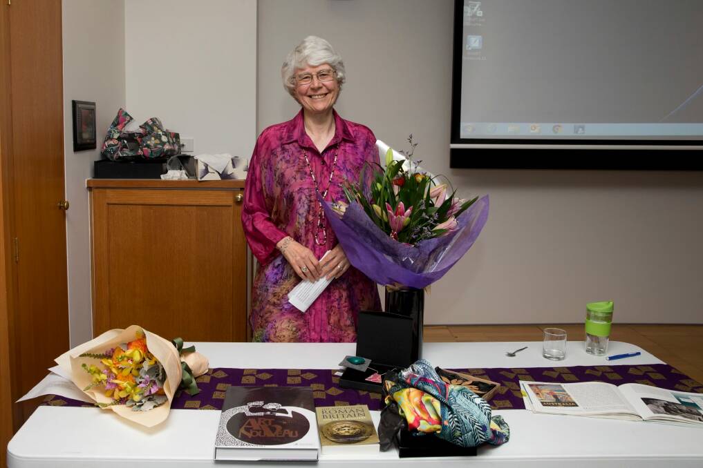 Hilary Rowell retired this week after 46 years with the National Archives of Australia. She still has the ruler and stapler she was issued with in 1971. Photo: Supplied