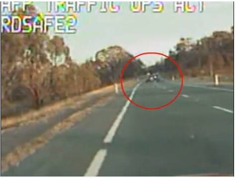 Police dashboard camera filmed what police say could have been a head-on collision with a car carrying two young children. Photo: ACT Policing