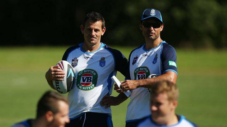 Matt Parish, left, with NSW Origin coach Laurie Daley. Photo: Getty Images