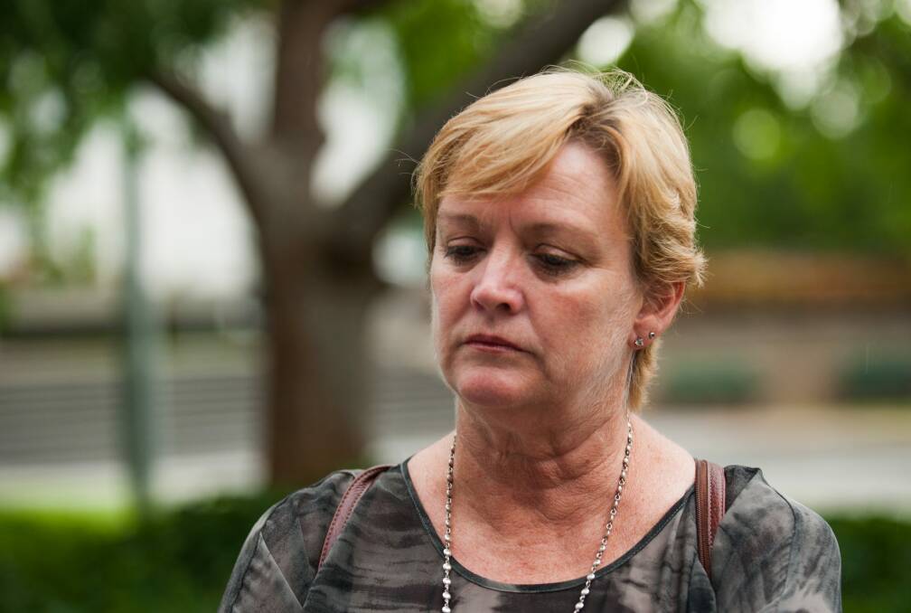 Fiona Vickery outside the ACT Supreme Court after Canberra Contractors was sentenced over her husband's death.  Photo: Elesa Kurtz