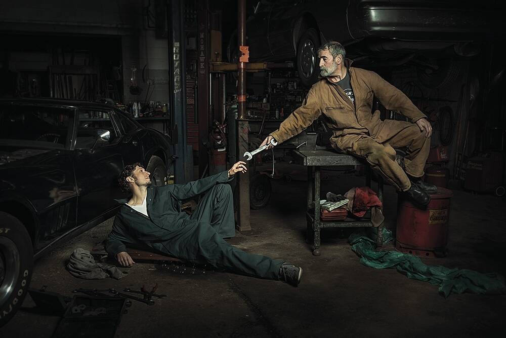 Renaissance motor mechanics: Freddy Fabris' The Creation of Adam (after Michelangelo). Photo: Freddy Fabris