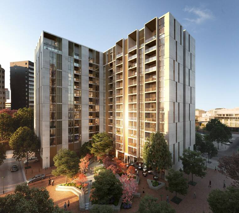 An artist's impression of the Capitol, a 200 apartment building planned for London Circuit in the city. Photo: Supplied