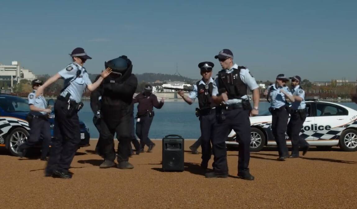 ACT Policing has responding to New Zealand Police's #runningmanchallenge. Photo: ACT Policing