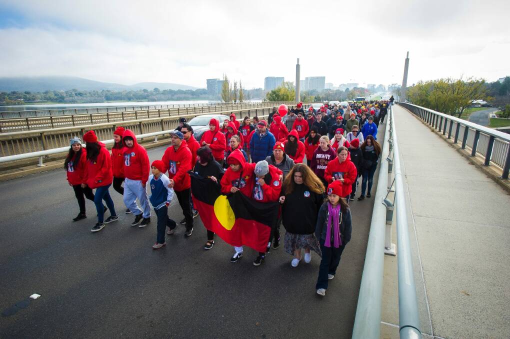 Steven Freeman's family led the National Sorry Day walk during Reconciliation Week in 2017. Photo: Dion Georgopoulos