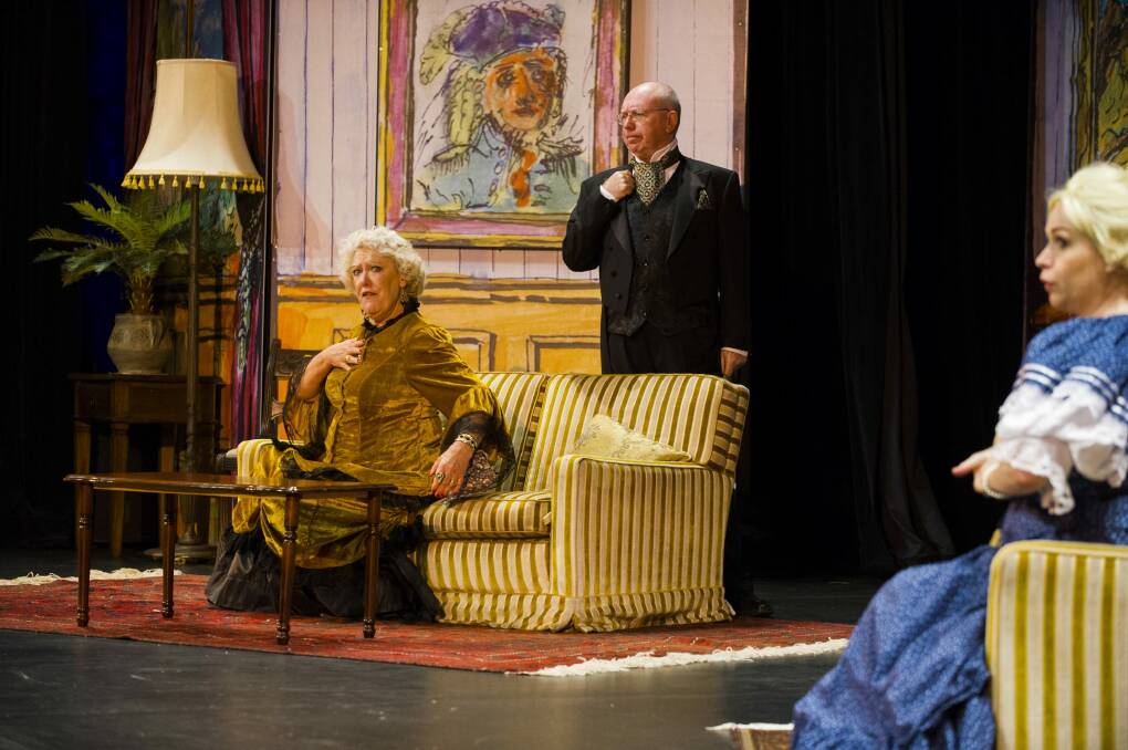 Liz St Clair Long as Lady Margaret, Tony Turner as Lord Dudley and Steph Roberts as Diana Lassiter. Photo: Rohan Thomson