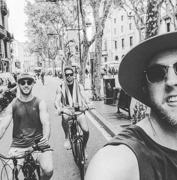 Nic White, Andrew Smith and Jesse Mogg enjoy a ride around the European streets. Photo: @jessemogg Instagram account