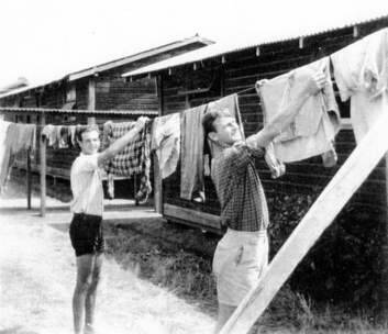 Anton Miller and Richard Raiser attending to domestic duties at Eastlake Hostel in 1952. Photo: Siegfried Schleid