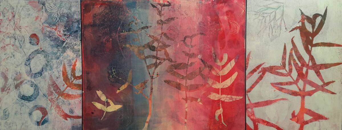 Jo Hollier, <i>Young and local</i>, monotype (detail), in <i>Collection and Obsession</i> at Form Studio and Gallery. Photo: Supplied