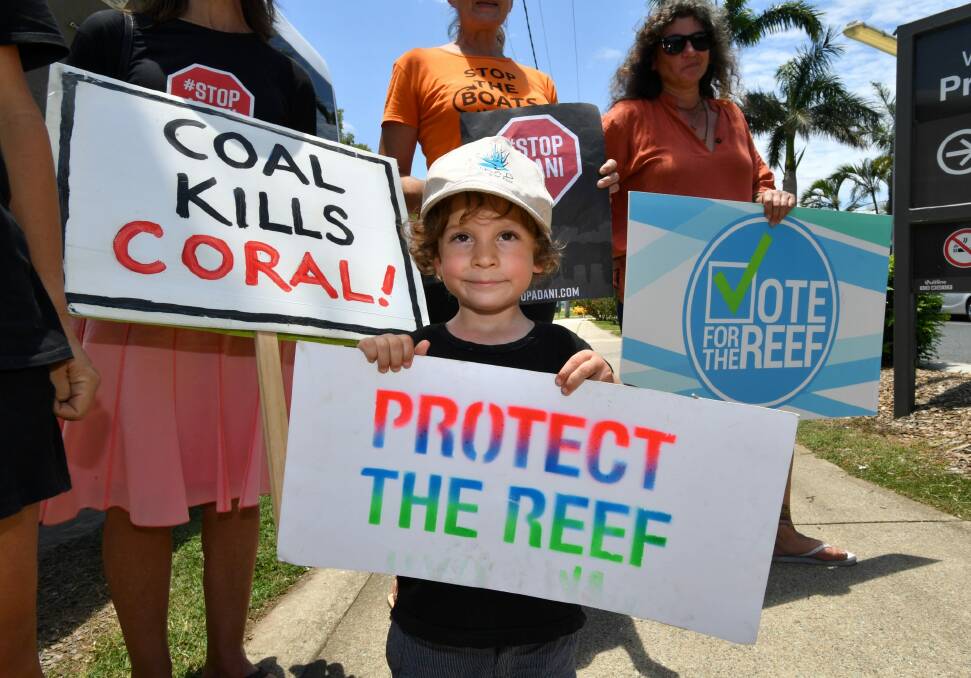 Queensland protesters opposing to the Adani coal mine. Photo: AAP