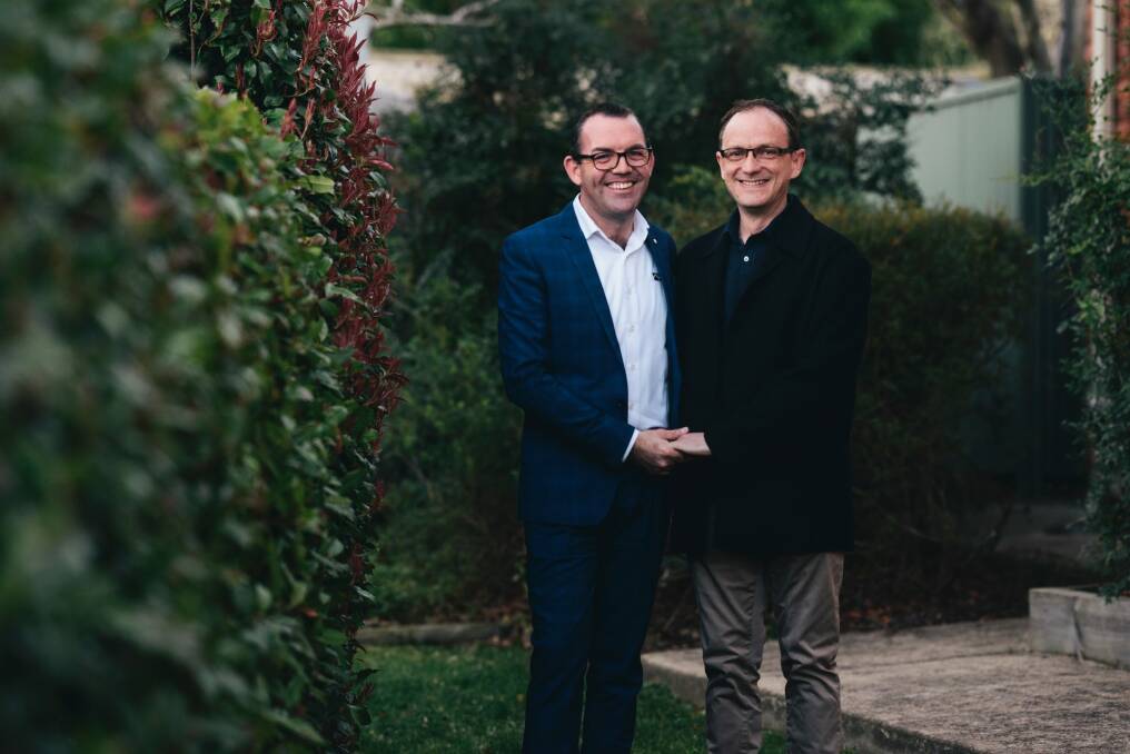 Joel and Alan Player were the first same-sex couple married in 2013 before the ACT's same-sex marriage laws were overturned. Photo: Rohan Thomson