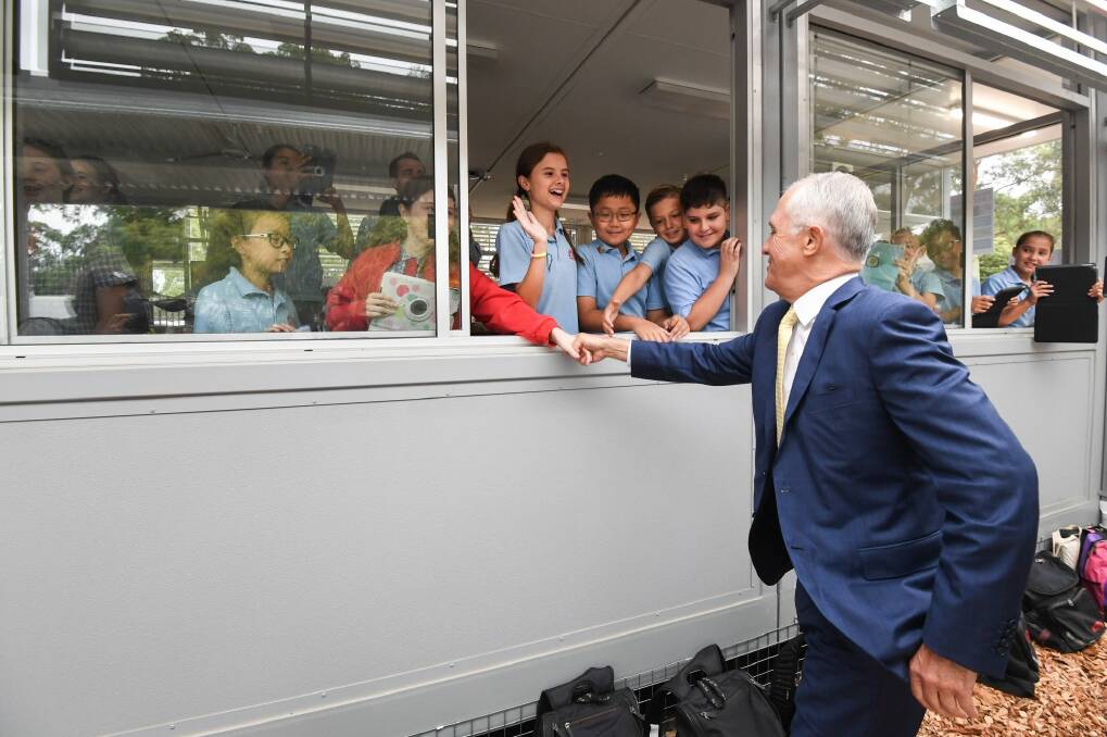 Prime Minister Malcolm Turnbull visits Oatley West Public School in Sydney. Photo: Peter Rae