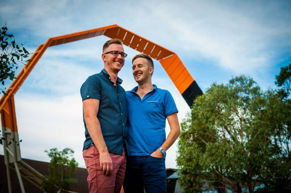 Josh Carr and Jamie Gray will be getting married on Skyfire night at the National Museum of Australia. Photo: Elesa Kurtz
