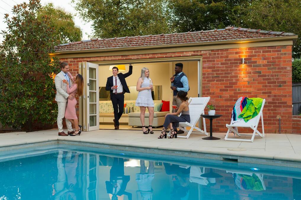 Glamorous pool party - the 'hero' shot for the 44 Frome marketing campaign. Photo: Adam McGrath