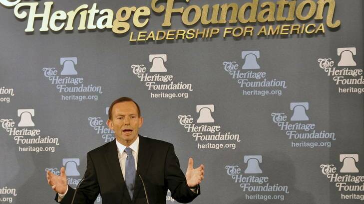 The traditional values Tony Abbott spoke about at the Heritage Foundation were presumably different to those the ALP, Democratic Labor Party and others refer to. Photo: Supplied
