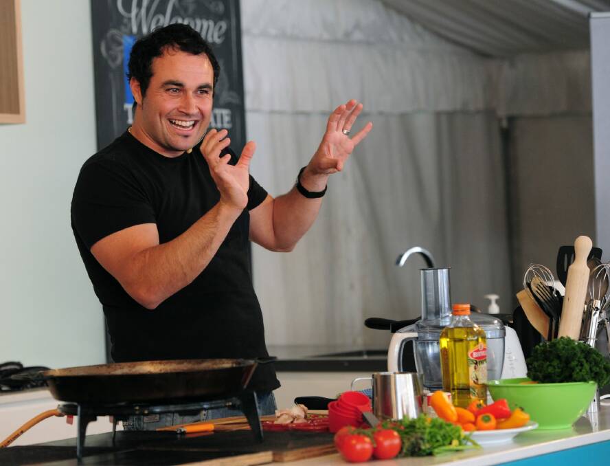 Celebrity chef, Miguel Maestre gives a Spanish cooking class at Floriade. Photo:  Graham Tidy.