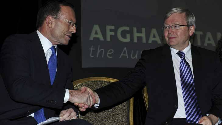 See you on Facebook: Tony Abbott and Kevin Rudd.