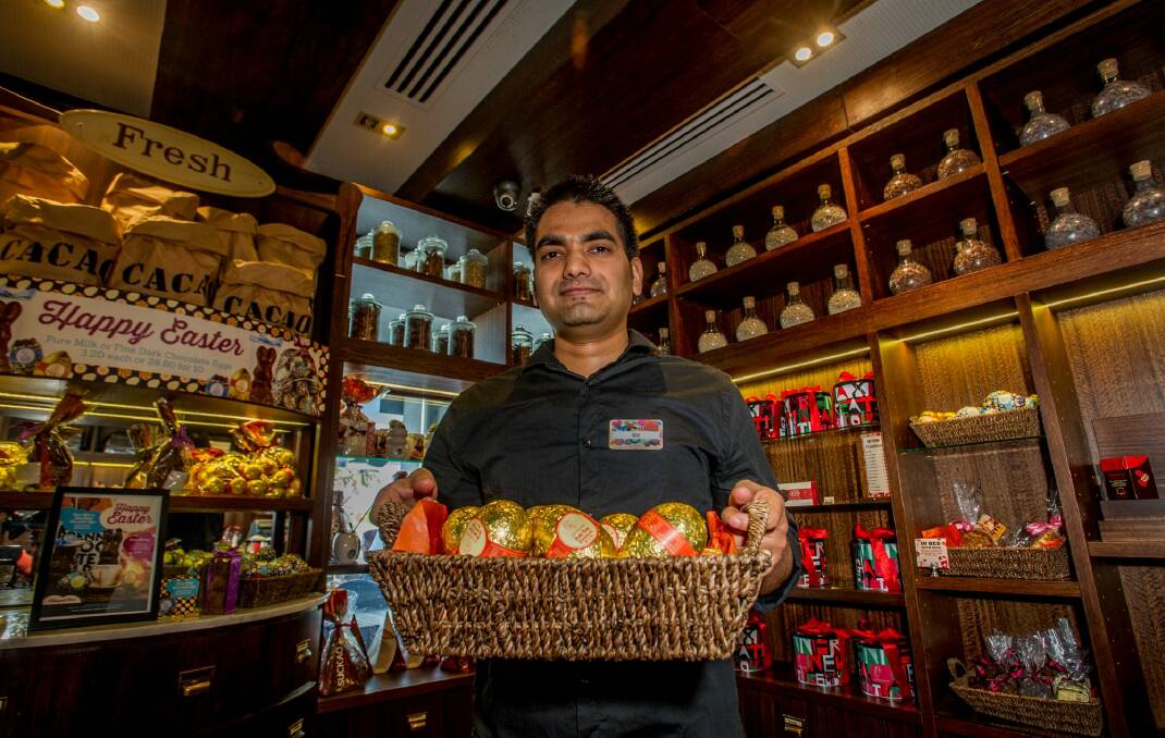 Kingston foreshore Max Brenner store superviser Sundra Singh has seen a major boost in trading in the lead up to Easter. Photo: Karleen Minney