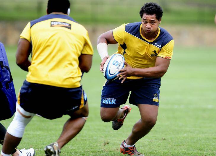 Brumbies player, Ita Vaea during training at Brumbies HQ, Griffith oval. Photo: Melissa Adams
