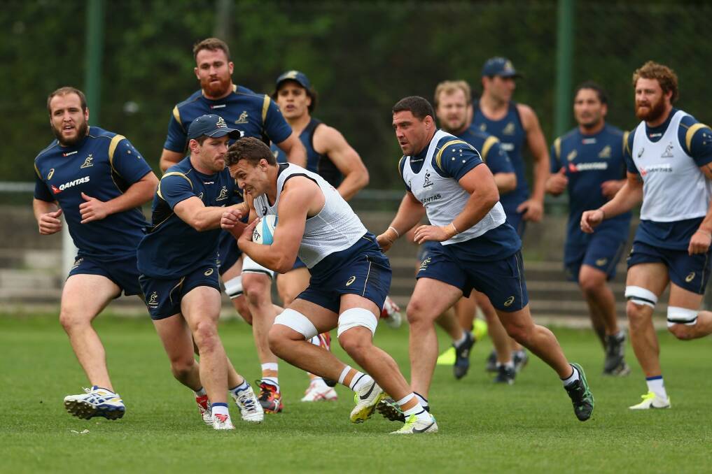 Welcome back: Jake Schatz runs the ball at Wallabies training. Photo: Getty Images