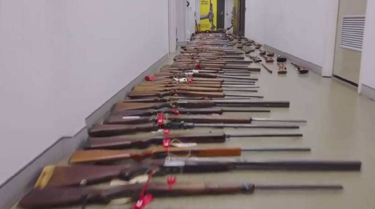 Some of the weapons surrendered to ACT Policing as part of the national gun amnesty. Photo: ACT Policing