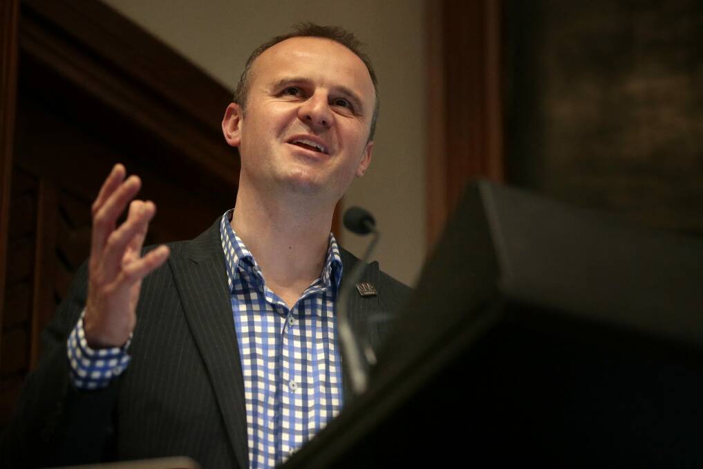 Chief Minister Andrew Barr would ban property developer donations for all parties in the ACT if re-elected.  Photo: Jeffrey Chan