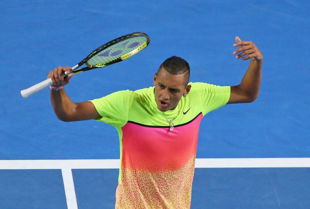 Australia tennis star Nick Kyrgios shows some attitude on court in Melbourne. Photo: Getty Images
