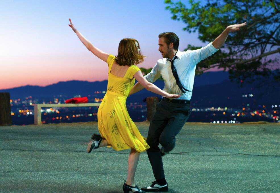 From the Lionsgate film La La Land, Emma Stone and Ryan Gosling dance.  Photo: AP