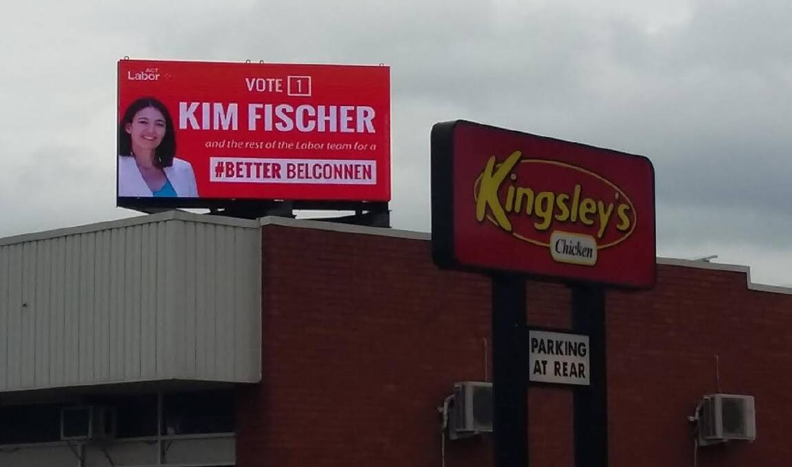 Labor candidate for Ginninderra Kim Fischer's #Better Belconnen sign. Photo: Supplied
