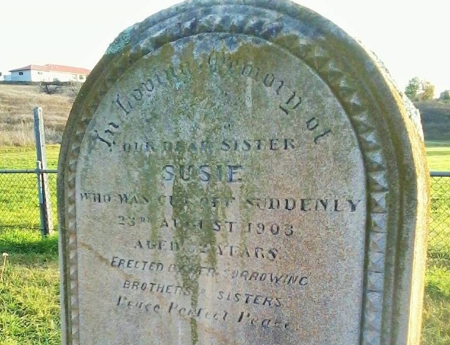The headstone of Susie Gale's grave at Queanbeyan. Photo: Nichole Overall