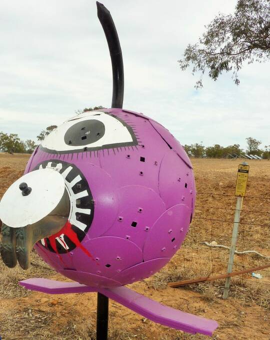 Watch out for the One Eyed One Horned Flying Purple People Eater letterbox near Leeton. Photo: Tim the Yowie Man
