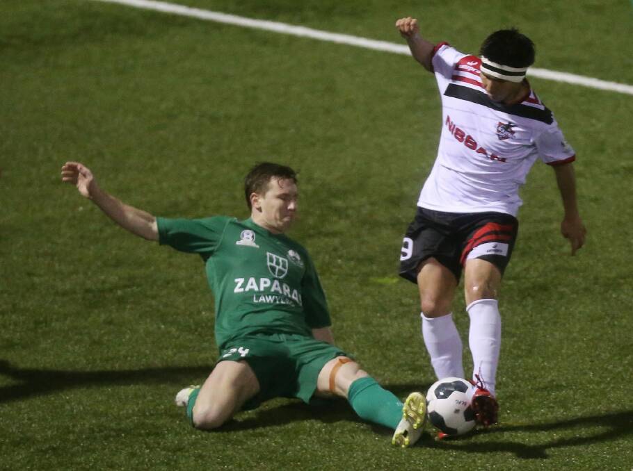Canberra product Luke Pilkington (left), in action in the FFA Cup for Bentleigh Greens. Photo: Getty Images
