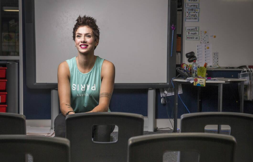 Nursing student Tomasina Purcell, 22, is presenting speeches to schools around Canberra to attempt to break down the stigma associated with mental illness.  Photo: Matt Bedford