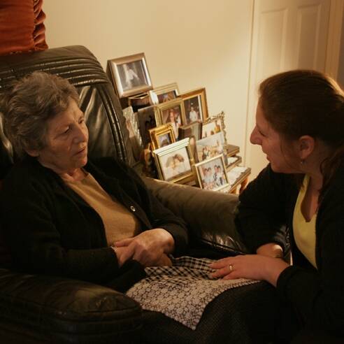 Dementia sufferer Helen Poteris, with her daughter Theona Combos.