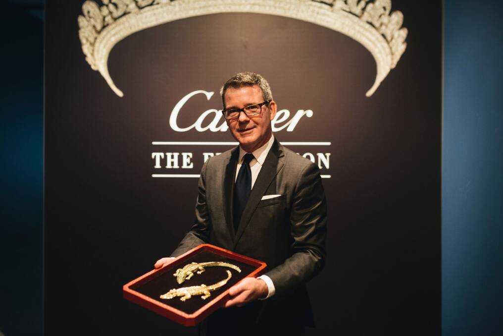 Pierre Rainero from Cartier with the Crocodile brooches. Photo: Rohan Thomson