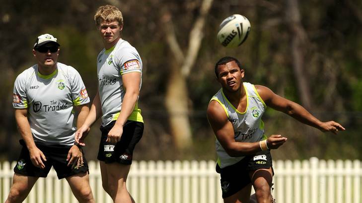 Andrew McFadden, left, was highly regarded by the Raiders but has joined the New Zealand Warriors. Photo: Stuart Walmsley