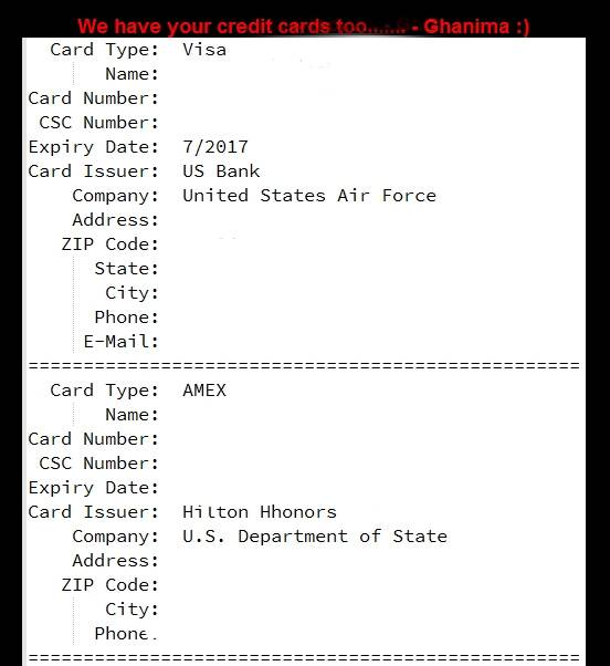 Islamic State's proof of credit card details (deleted by Fairfax Media). Photo: supplied