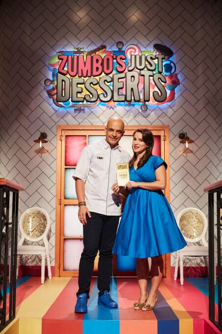 Zumbo's Just Desserts hosts Adriano Zumbo and Rachel Khoo with the golden ticket. Photo: Jeremy Greive