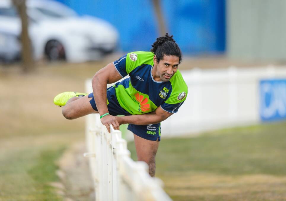 Sia Soliola at Raiders training on Wednesday. Photo: Sitthixay Ditthavong Photo: Sitthixay Ditthavong