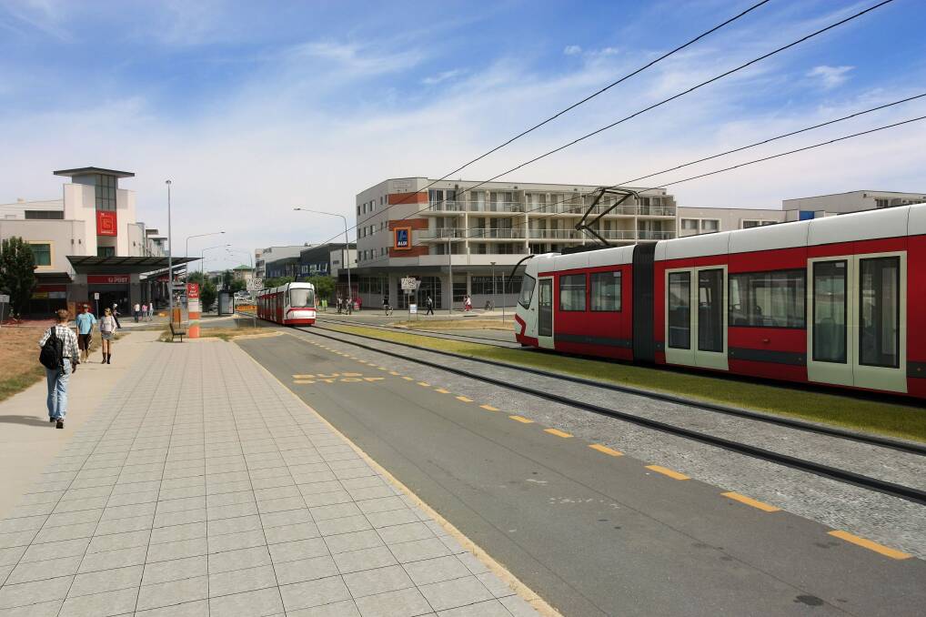 An artist's impression of the light rail for Canberra. Photo: Supplied