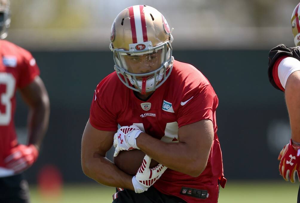 Knows his role: Jarryd Hayne at 49ers' practice. Photo: Getty Images