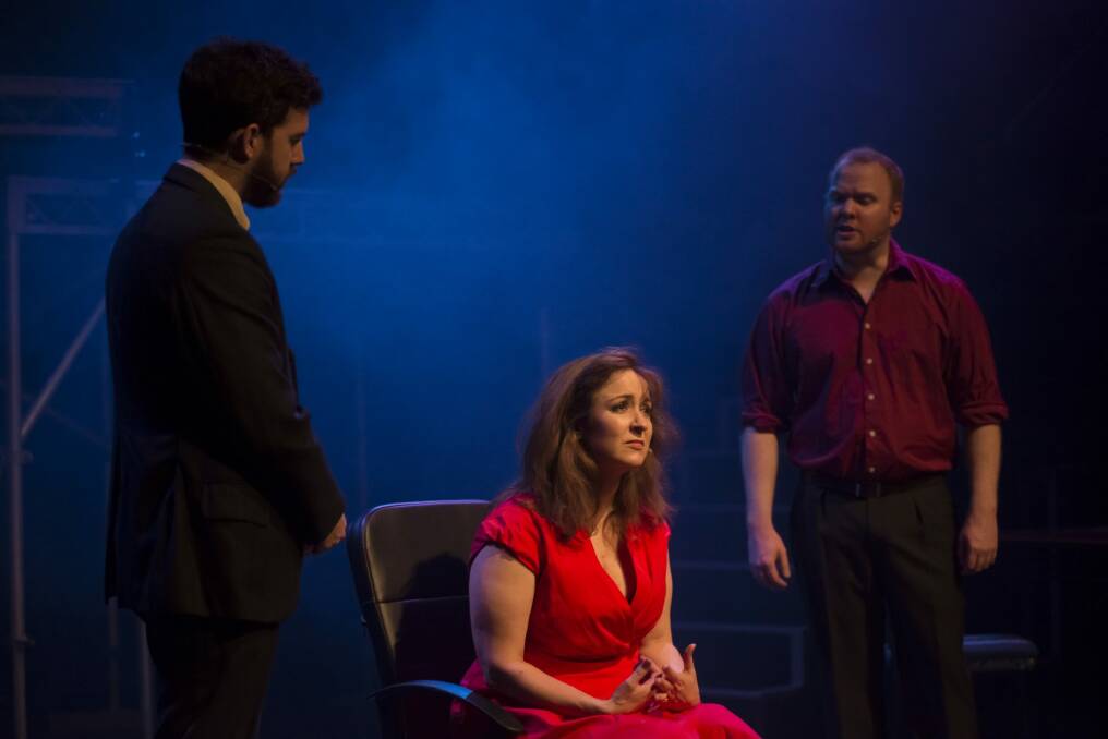 From left,  Joel Hutchings, Janelle McMenamin and Grant Pegg in <i> Next to Normal</i>.  Photo: Michael Moore